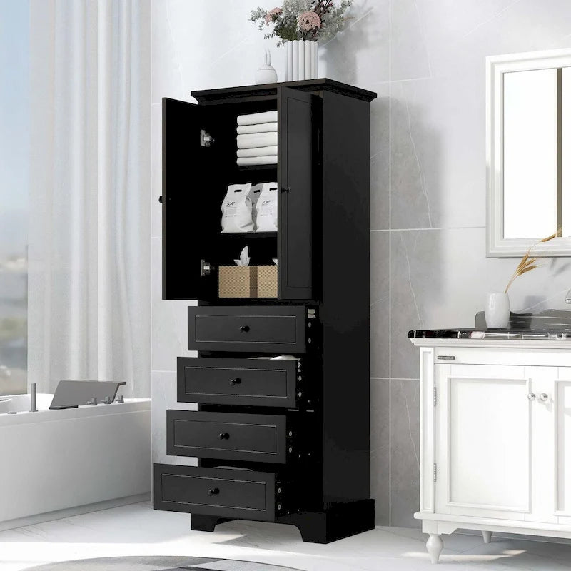 Meuble de rangement de salle de bain avec tiroirs et étagère réglable