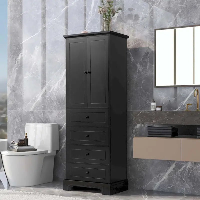 Meuble de rangement de salle de bain avec tiroirs et étagère réglable