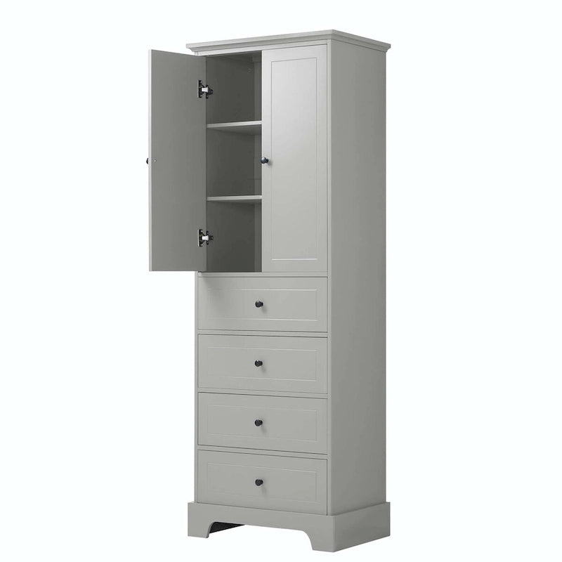 Meuble de rangement de salle de bain avec tiroirs et étagère réglable