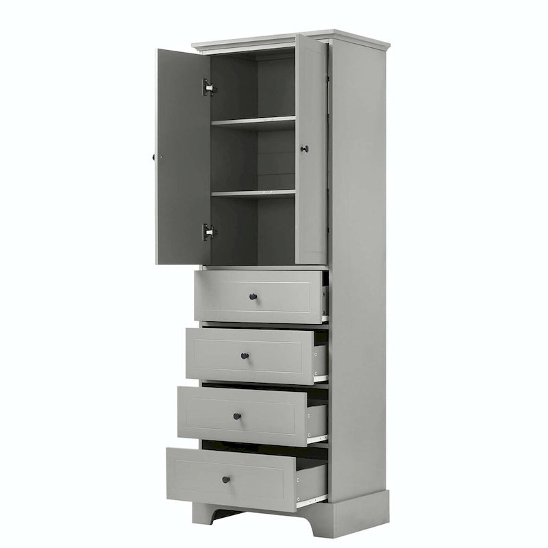 Meuble de rangement de salle de bain avec tiroirs et étagère réglable