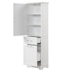 Meuble de rangement haut de salle de bain avec deux tiroirs de tailles différentes et étagère réglable Meuble de rangement autoportant