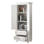 Armoire de salle de bain haute avec deux tiroirs et deux portes
