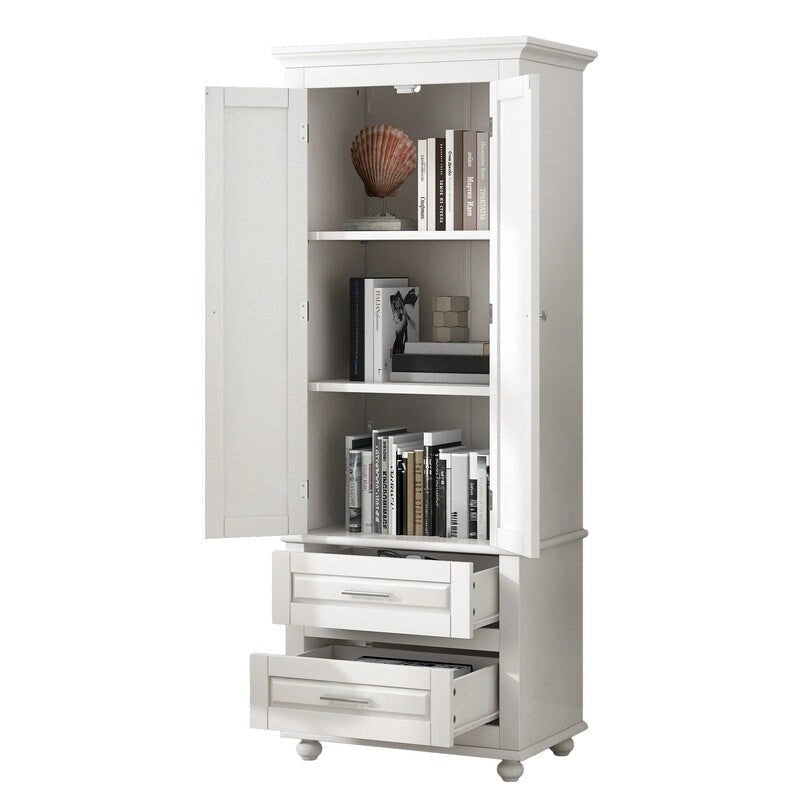 Armoire de salle de bain haute avec deux tiroirs et deux portes