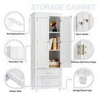 Armoire de salle de bain haute avec deux tiroirs et deux portes