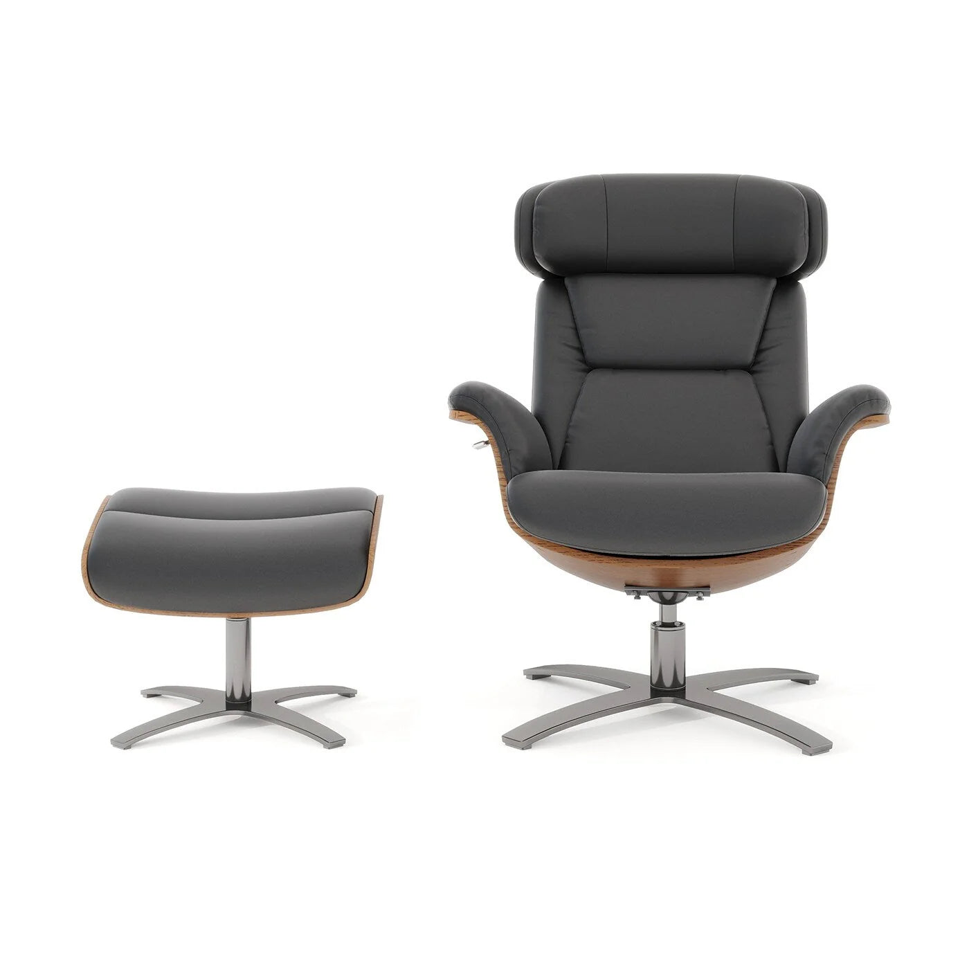 Fauteuil inclinable en cuir véritable Jovan 31.5 avec pouf