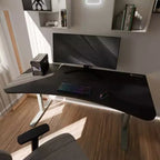 Bureau de jeu et de bureau incurvé ultra-large Arozzi Arena avec tapis de souris lavable et 3 découpes personnalisées pour support d'écran avec gestion des câbles