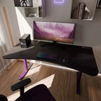 Bureau de jeu et de bureau incurvé ultra-large Arozzi Arena avec tapis de souris lavable et 3 découpes personnalisées pour support d'écran avec gestion des câbles