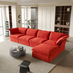 Canapé sectionnel modulaire, canapé d'angle en velours de 162,98 po avec pouf