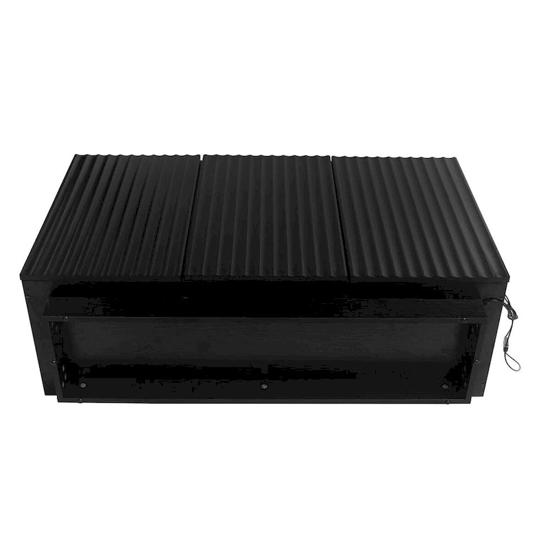 Meuble de rangement 3 portes avec ligne sculptée LED, buffet avec étagère réglable, grand meuble de rangement d'appoint