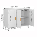 Buffet à texture ondulée, meuble d'appoint blanc, bibliothèque moderne
