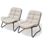 Chaises Papasan d'extérieur avec coussin, chaises confortables de patio en rotin PE avec table d'appoint