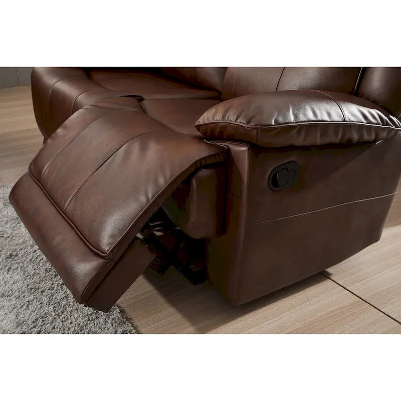 Ensemble de salon inclinable 3 pièces Betsy Furniture en cuir reconstitué : canapé, causeuse et fauteuil à bascule.