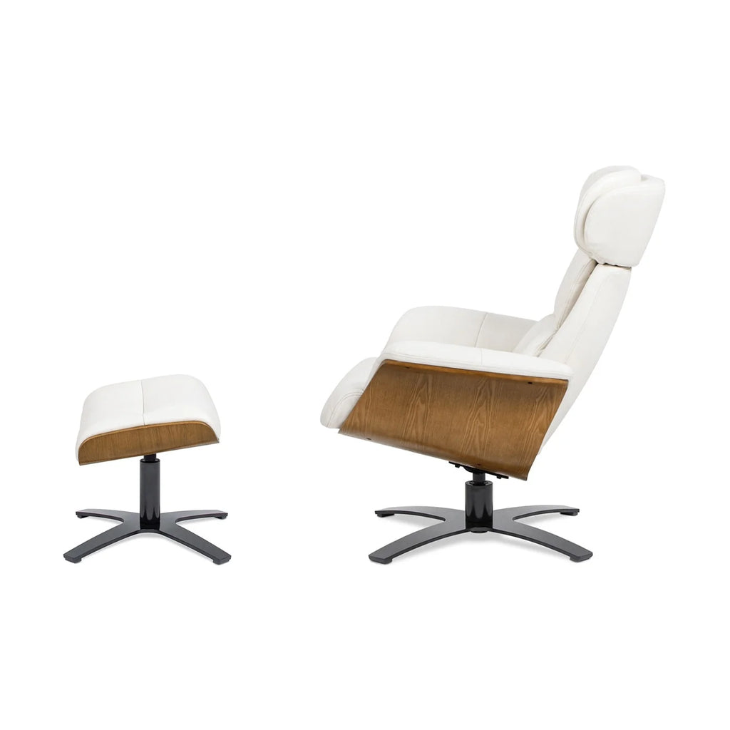 Fauteuil inclinable en cuir véritable Jovan 31.5 avec pouf