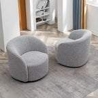 KINWELL Fauteuil d'appoint pivotant rembourré en forme de tonneau, de 86 cm de large (Lot de 2)