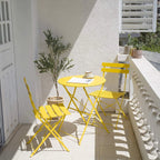 Ensemble bistro pliant 3 pièces en métal, salon de conversation intérieur/extérieur résistant aux intempéries pour patio, cour, jardin
