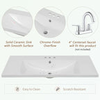 Meuble-lavabo avec vasque en céramique, deux placards et cinq tiroirs