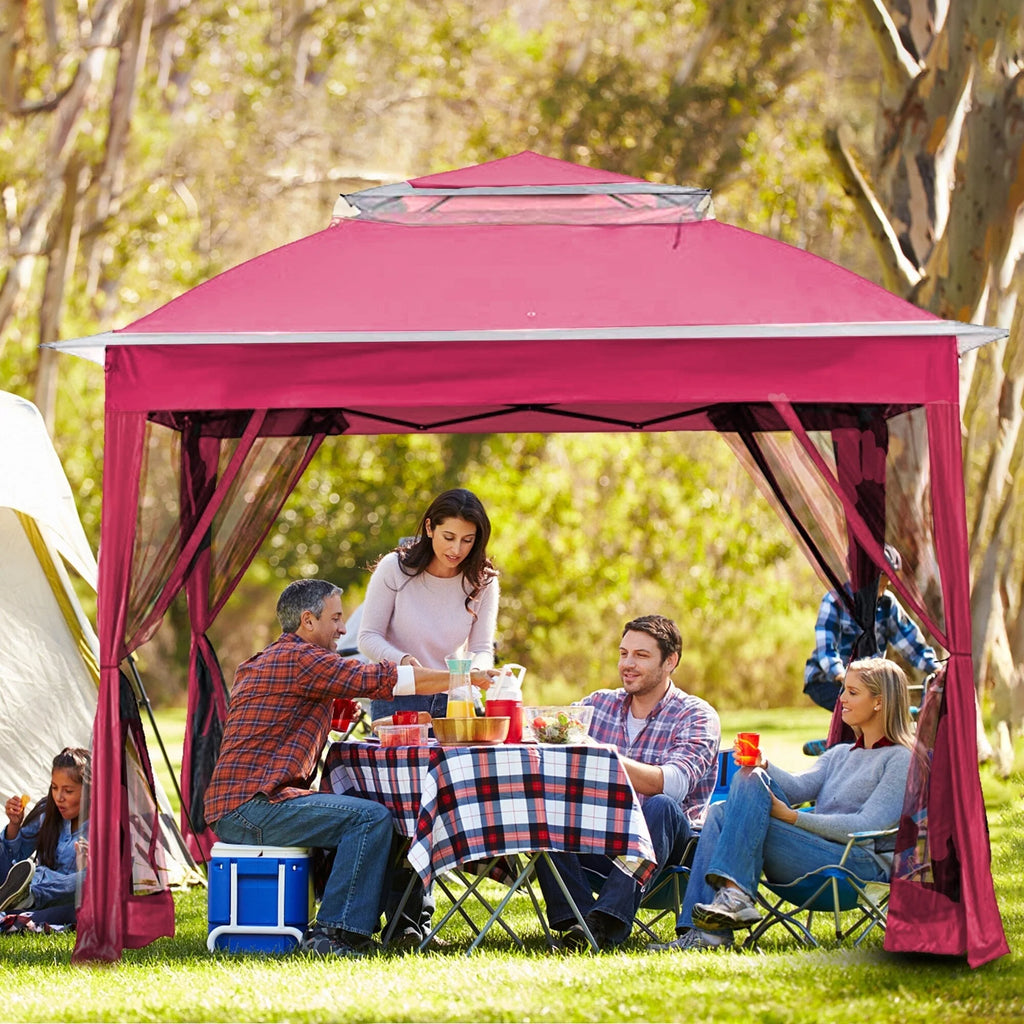 Tonnelle escamotable en acier Cozywor de 3,35 m x 3,35 m avec moustiquaire