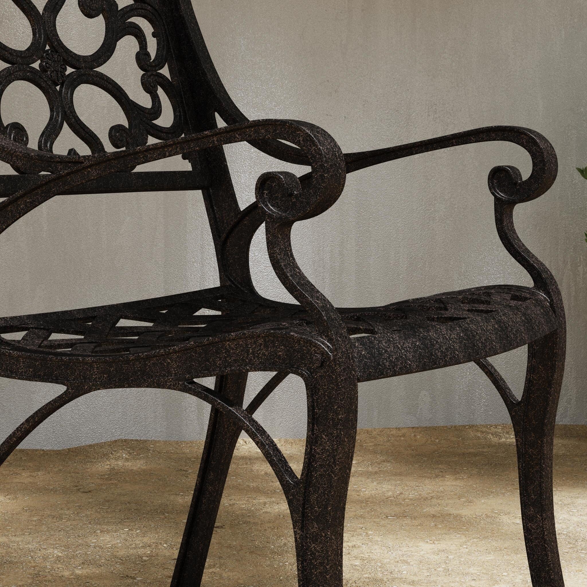 Ensemble de salle à manger d'extérieur 7 pièces en aluminium bronze Sanibel avec table à manger ovale de 72 et six fauteuils par Homestyles