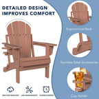 Chaise Adirondack pliante d'extérieur avec porte-gobelet