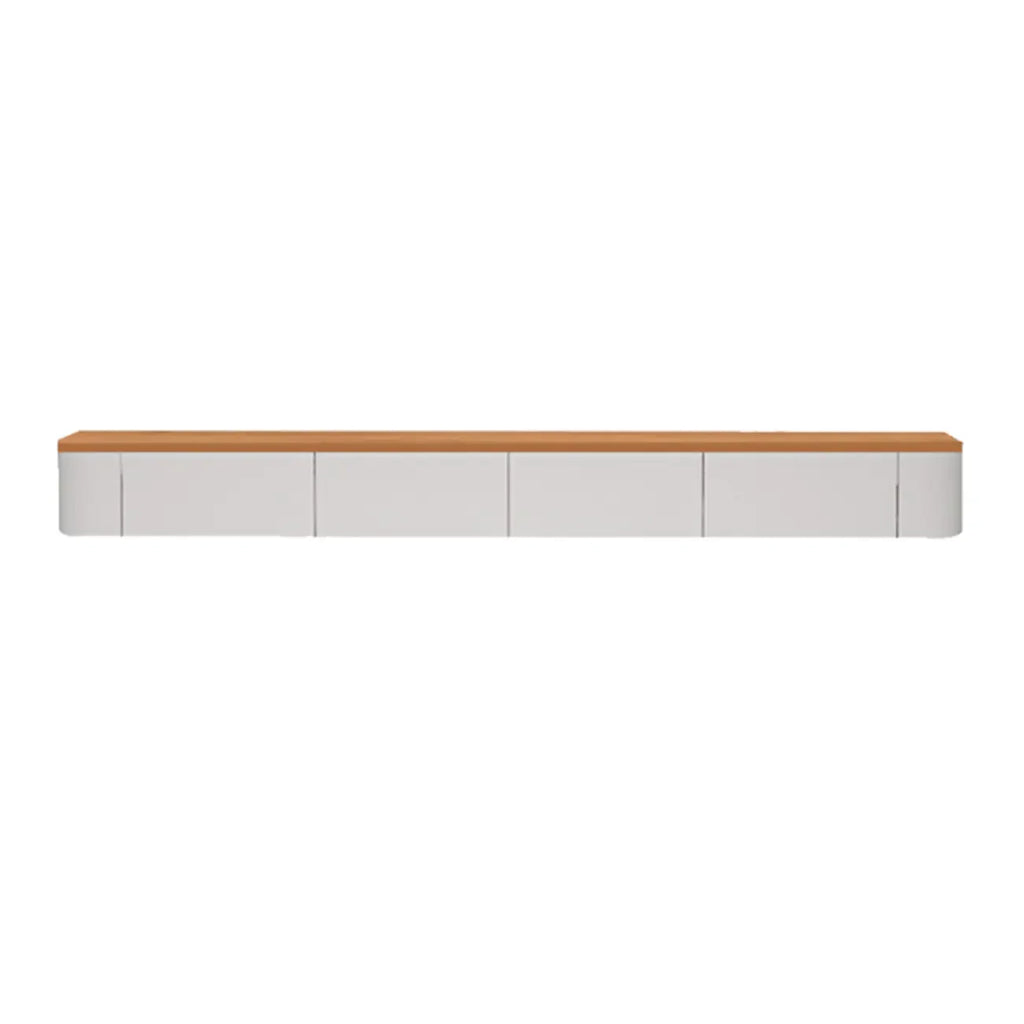 Meuble TV flottant contemporain en bois blanc avec tiroirs