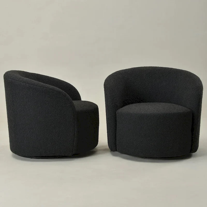 KINWELL Fauteuil d'appoint pivotant rembourré en forme de tonneau, de 86 cm de large (Lot de 2)