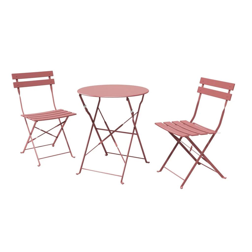 Ensemble bistro pliant 3 pièces en métal, salon de conversation intérieur/extérieur résistant aux intempéries pour patio, cour, jardin