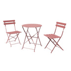 Ensemble bistro pliant 3 pièces en métal, salon de conversation intérieur/extérieur résistant aux intempéries pour patio, cour, jardin