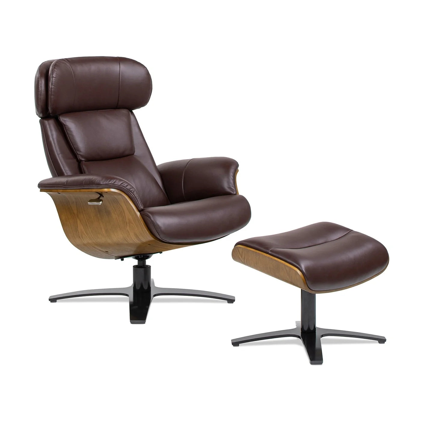 Fauteuil inclinable en cuir véritable Jovan 31.5 avec pouf