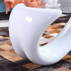 Table basse ovale moderne avec plateau en verre et base en métal