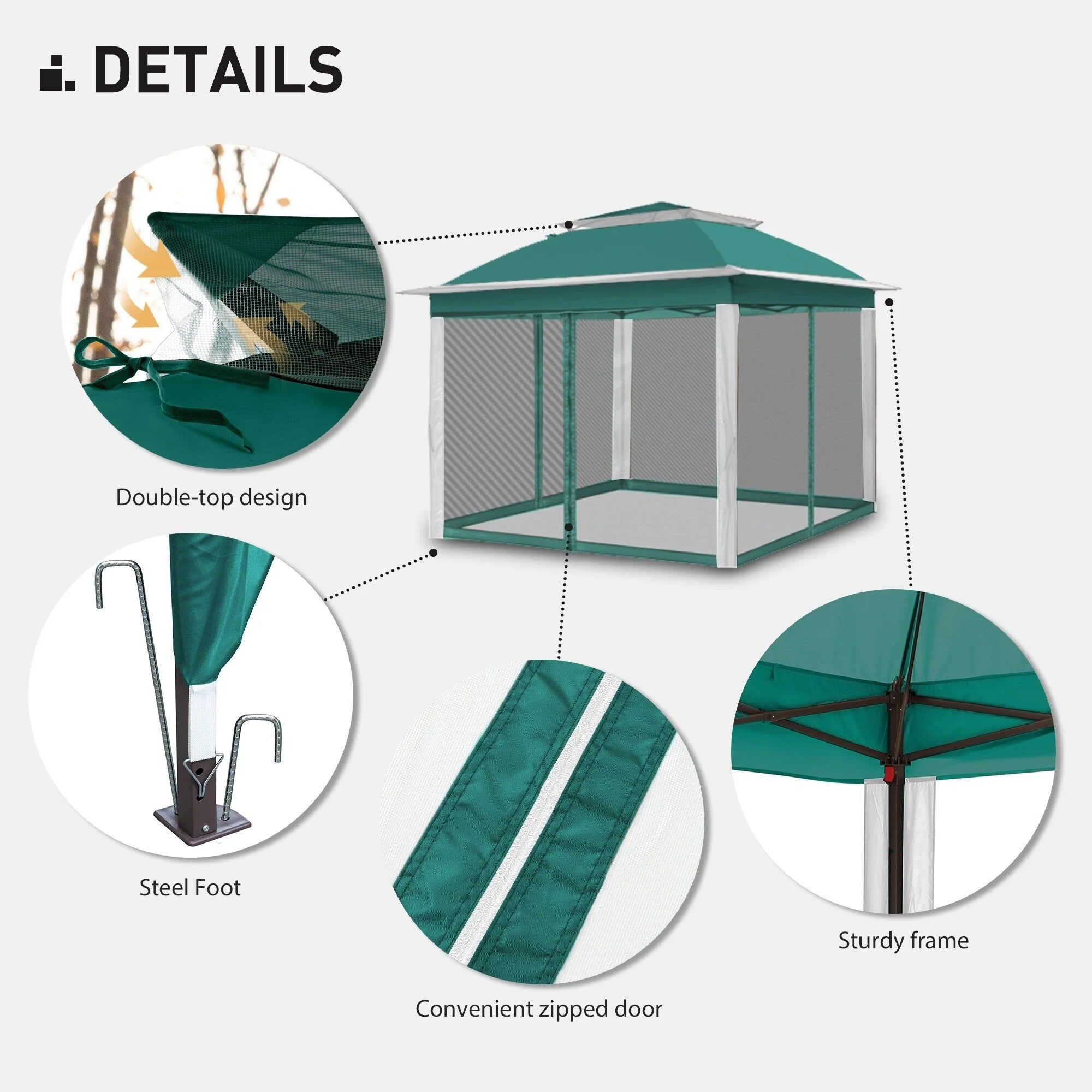 Tonnelle escamotable en acier Cozywor de 3,35 m x 3,35 m avec moustiquaire