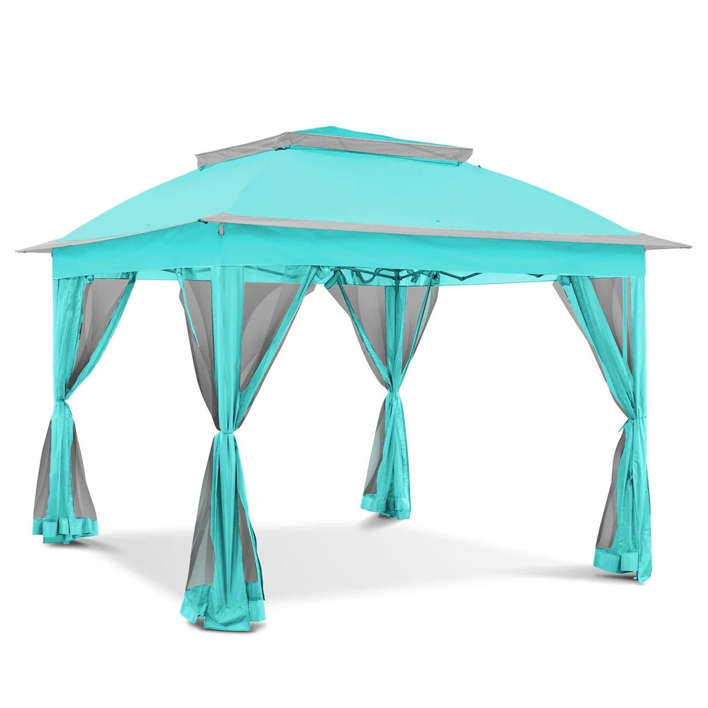Tonnelle escamotable en acier Cozywor de 3,35 m x 3,35 m avec moustiquaire
