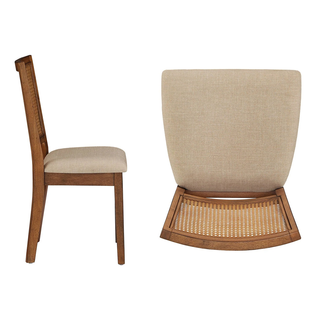Chaises de salle à manger Ronda en lin beige et cannage (lot de 2)