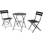 Ensemble bistro pliant 3 pièces en métal, ensemble de conversation intérieur/extérieur résistant aux intempéries pour patio, cour, jardin