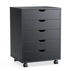 Meuble Classeur Mobile à 5 Tiroirs, Commode de Rangement Verticale en Bois avec 4 Roulettes, Organiseur Mobile Sous Bureau