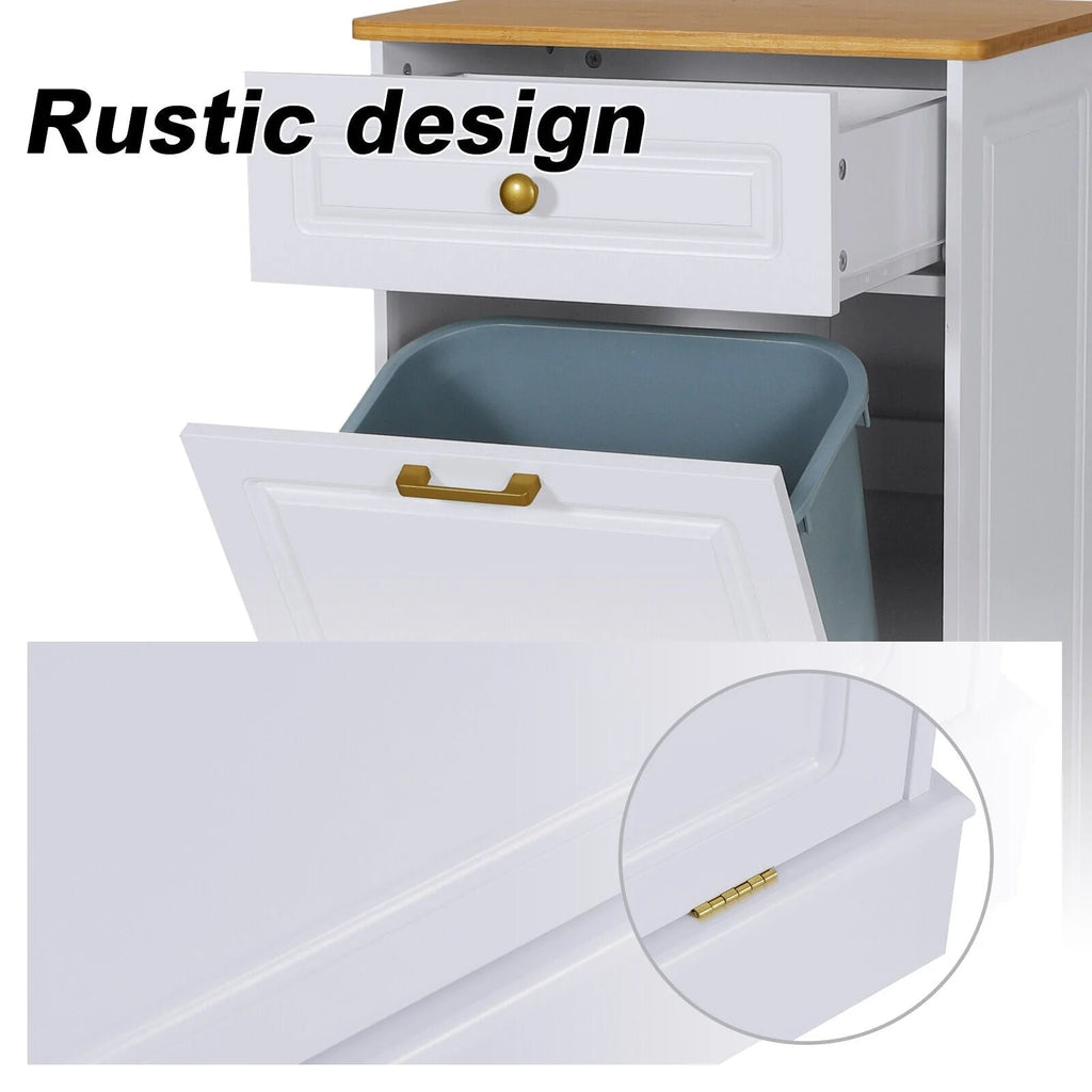 Meuble de Rangement en Bois pour Poubelle de Cuisine avec Dessus de Comptoir et Tiroir