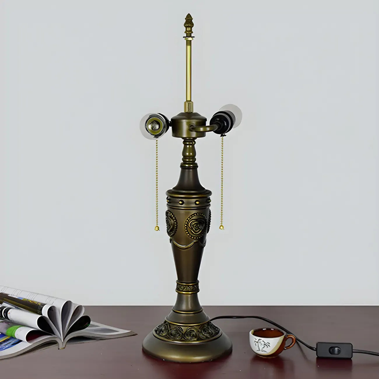 Lampe de table à dôme en verre inoxydable vintage 2 lumières HomeyFad