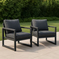 Lot de 2 fauteuils de jardin extérieurs en aluminium gris avec coussins en polyester