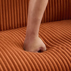 Canapé 2 places en tissu côtelé avec pieds en noyer