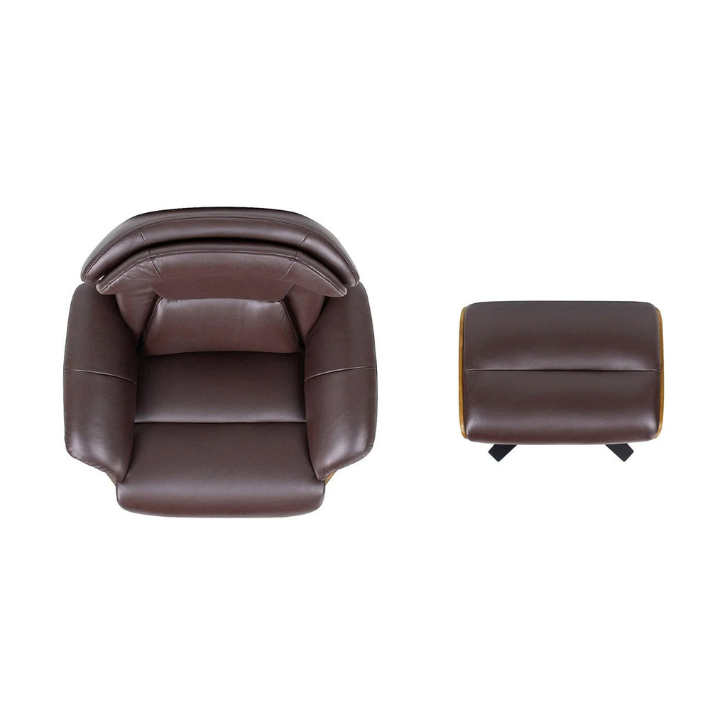 Fauteuil inclinable en cuir véritable Jovan 31.5 avec pouf