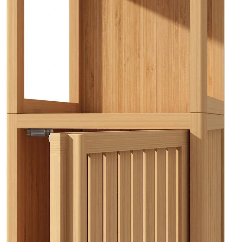 Meuble haut de salle de bain 1 porte 52 po Tall Wood avec étagère ouverte, couleur naturelle