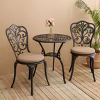 Table et chaises de patio extérieur en aluminium 3 pièces avec trou pour parasol