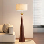 Lampadaire contemporain en métal conique avec abat-jour en tissu