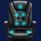 Fauteuil de bureau ergonomique pivotant en cuir noir avec repose-pieds