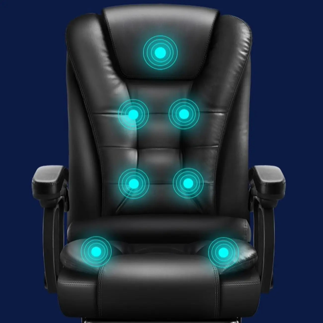 Fauteuil de bureau ergonomique pivotant en cuir noir avec repose-pieds