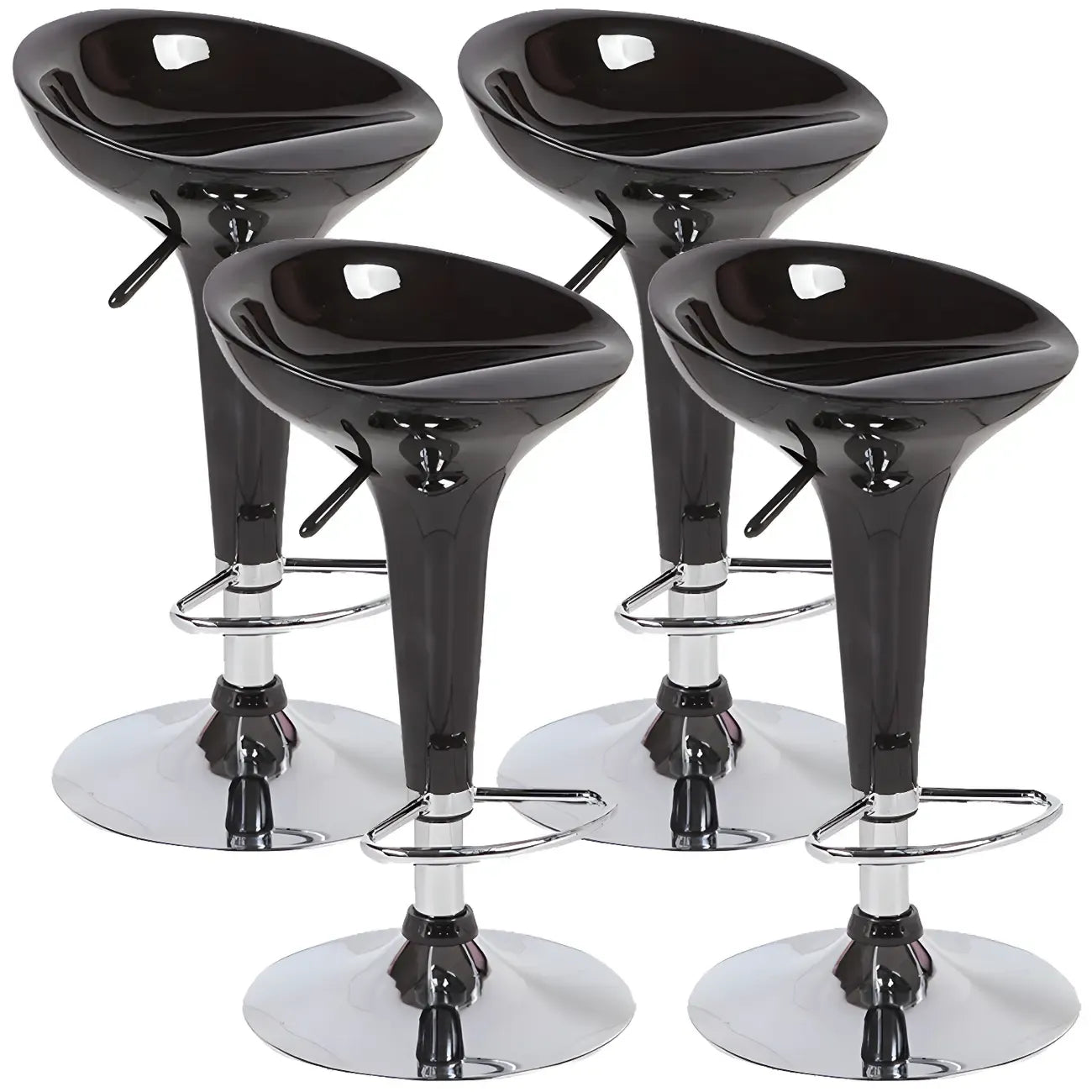 Tabouret de bar pivotant en plastique chromé réglable en hauteur