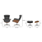 Fauteuil inclinable en cuir véritable Jovan 31.5 avec pouf