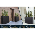 Jardinière métallique robuste pour plantes d'extérieur, 38 po L x 10 po l x 30 po H, jardinière-diviseur en métal, longue et haute - 38x30x10