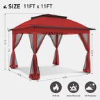 Tonnelle escamotable en acier Cozywor de 3,35 m x 3,35 m avec moustiquaire