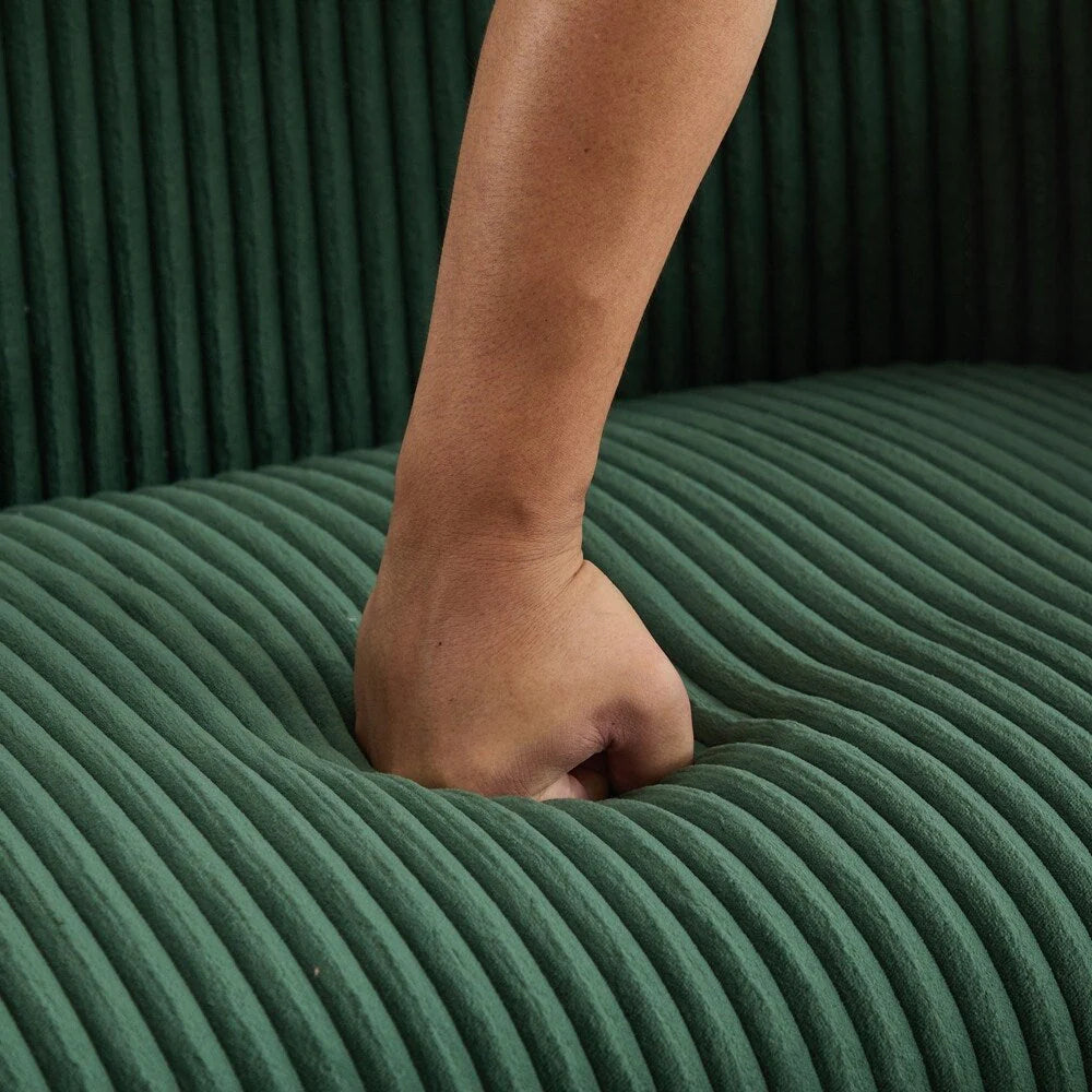 Canapé 2 places en tissu côtelé avec pieds en noyer
