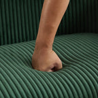 Canapé 2 places en tissu côtelé avec pieds en noyer